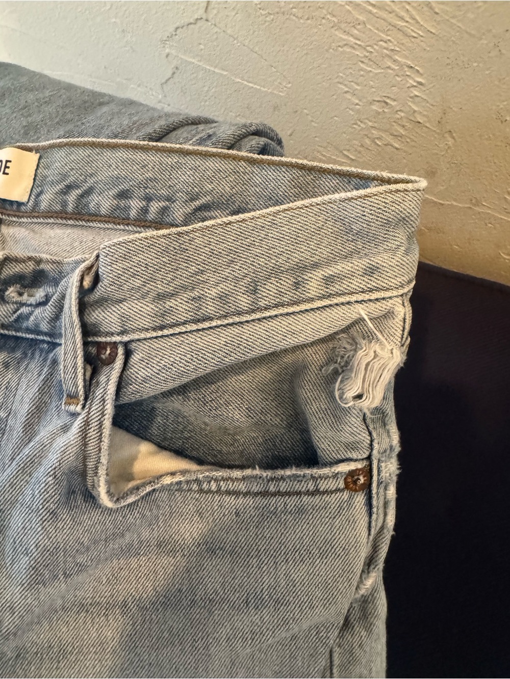 Agolde size 28 Women's High-Rise distressed Straight Leg Light Blue Jeans - Picture 6 of 6